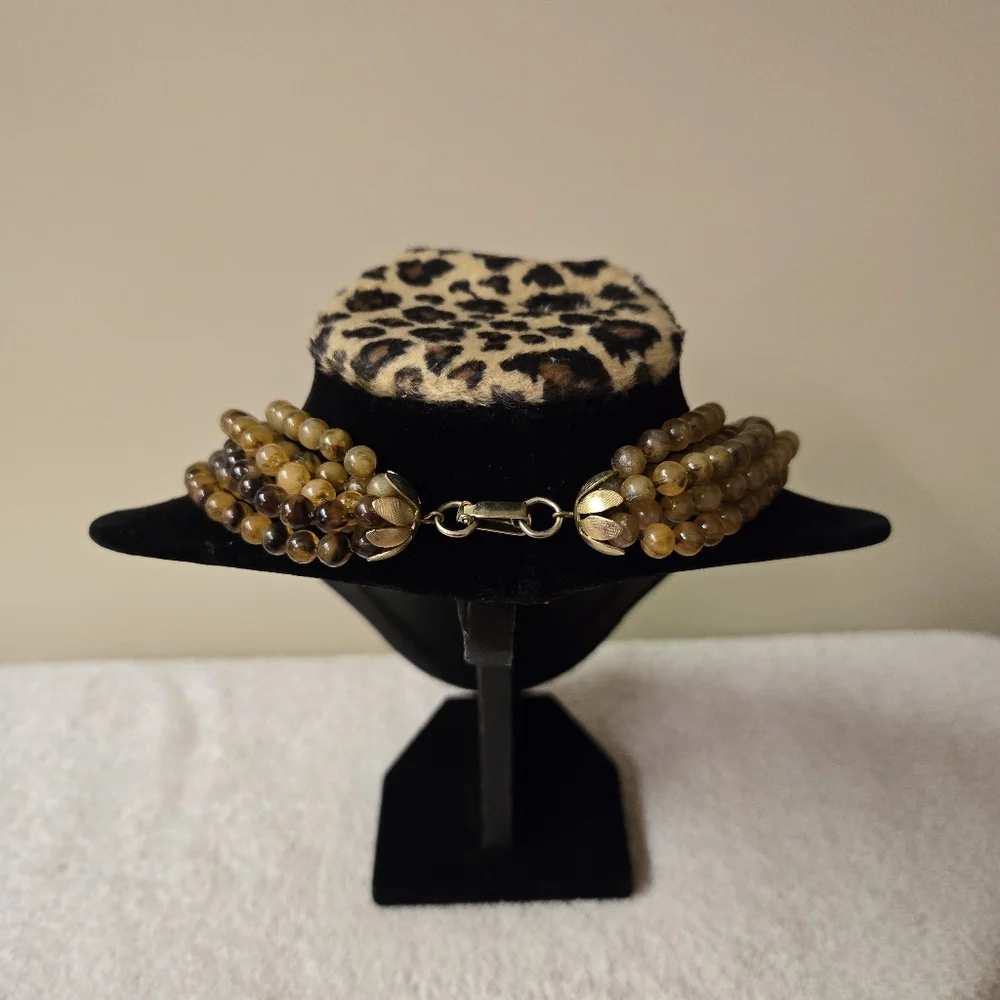 Vintage multi strand brown beaded necklace